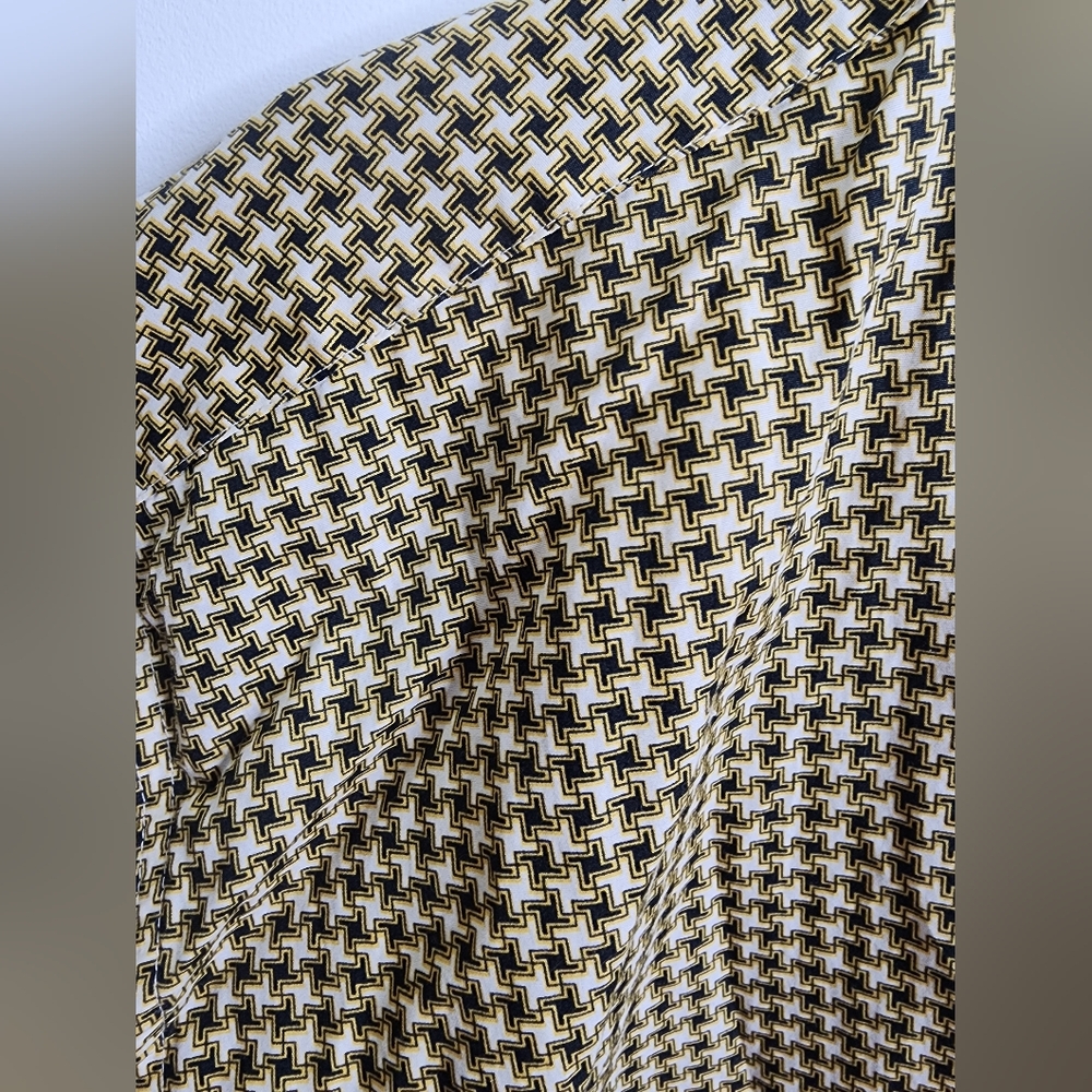 Yellow/Black Geometric Pattern Button Down Long S… - image 2